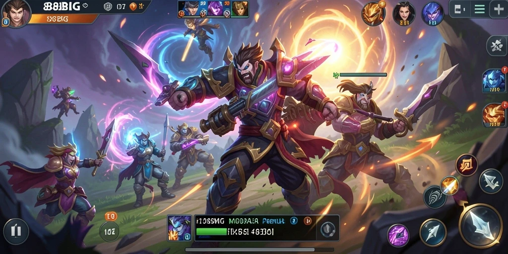 Tampilan gameplay menegangkan dalam permainan MOBA 88BIG.