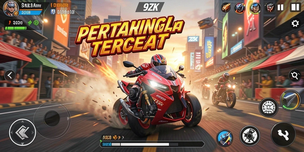 Gameplay seru di <strong>9ZK</strong> dengan balapan di trek yang menantang.