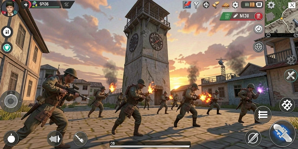 Menara strategis melawan gelombang musuh dalam gameplay API36.