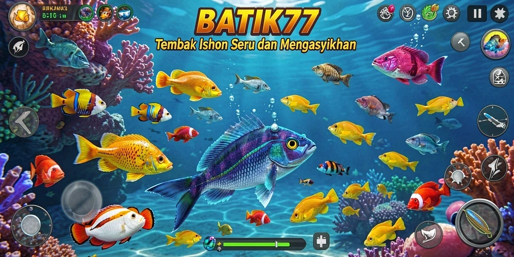 Tampilan menarik dari permainan Tembak Ikan BATIK77.