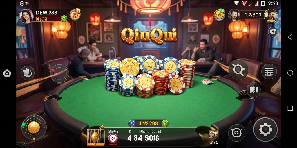 Tampilan gameplay seru di DEWI288 dengan momen bermain QiuQiu.