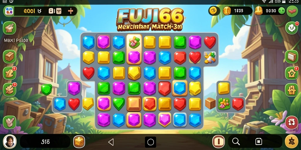 Screenshot gameplay FUJI66 dengan momen mencocokkan item berwarna.