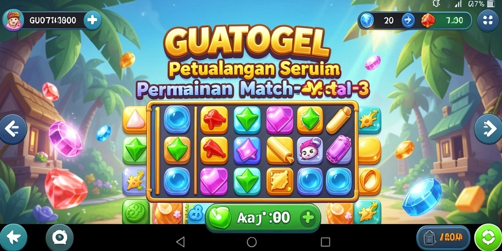 Tampilan menarik dari gameplay GUATOGEL Match-3 yang seru.