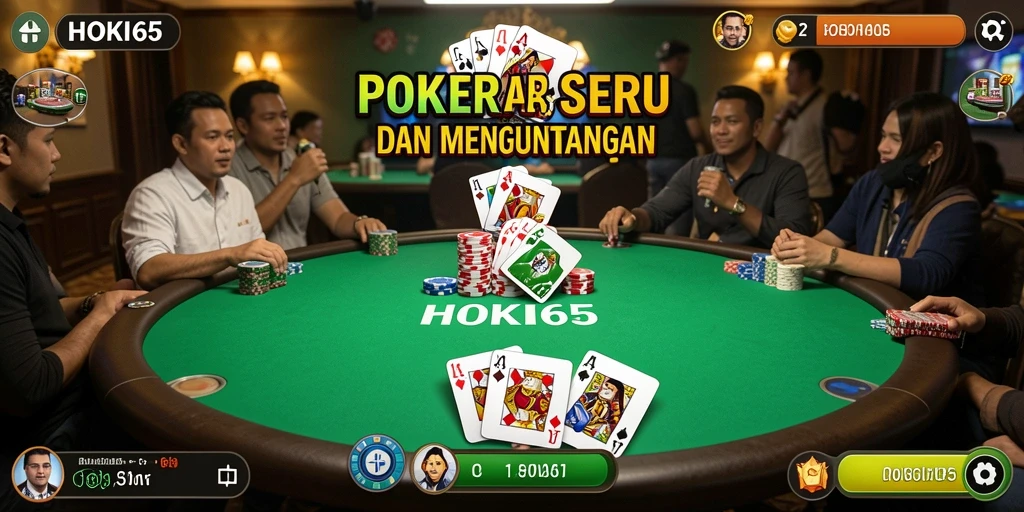 Screenshot utama HOKI65 menampilkan gameplay poker yang mendebarkan.