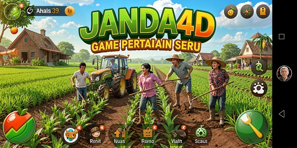 Tampilan gameplay <strong>JANDA4D</strong> yang menampilkan keindahan pertanian.