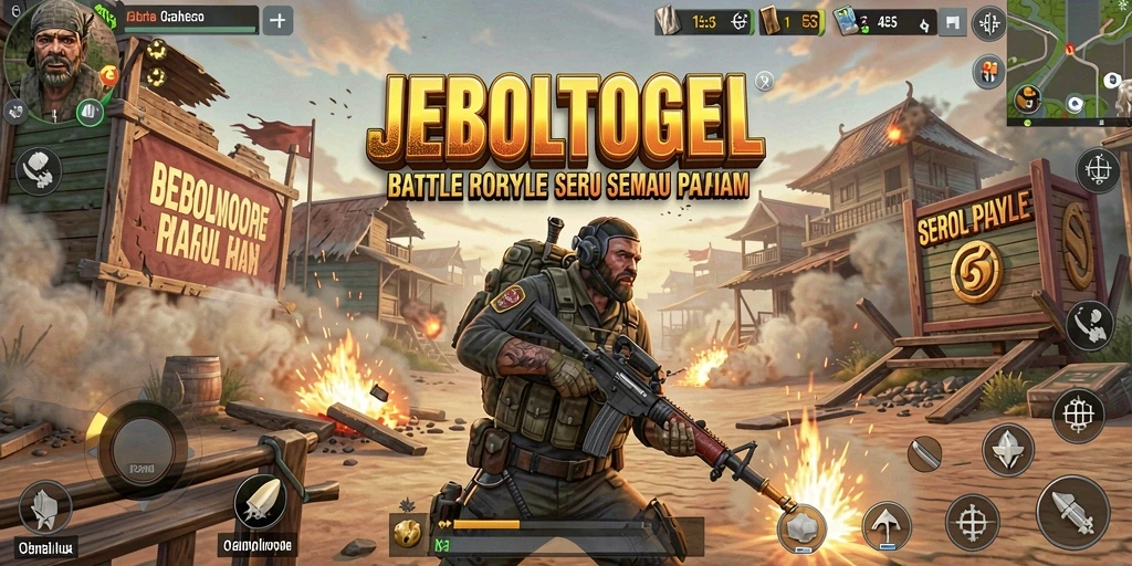 Tampilan gameplay seru JEBOLTOGEL di medan pertempuran Battle Royale.