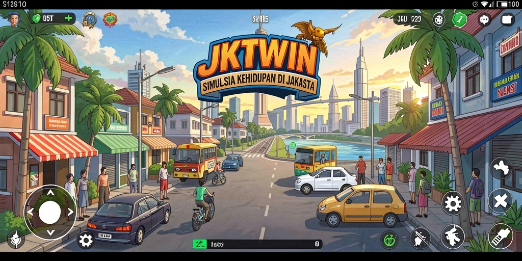 Tampilan gameplay JKTWIN dengan grafik menarik dan interaksi sosial.