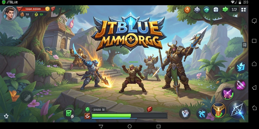 Screenshot JTBLUE menampilkan aksi seru dalam pertempuran MMORPG.