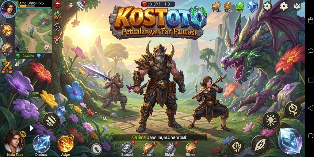 Tampilan gameplay RPG KOSTOTO yang mendebarkan dan penuh petualangan.