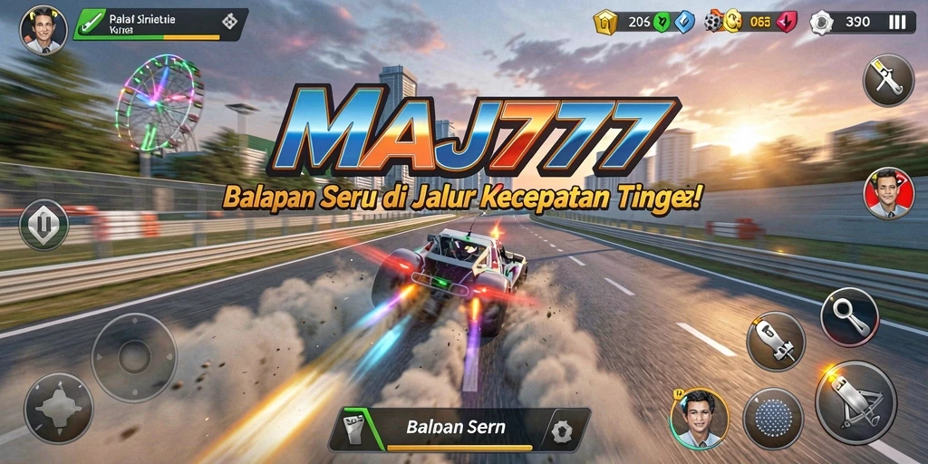 Tampilan gameplay balapan yang mendebarkan di MAJ777.