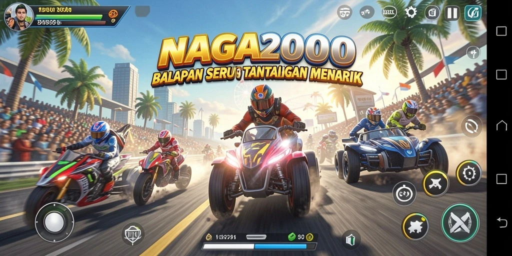 Gameplay balap seru dalam NAGA2000 dengan grafis menakjubkan.