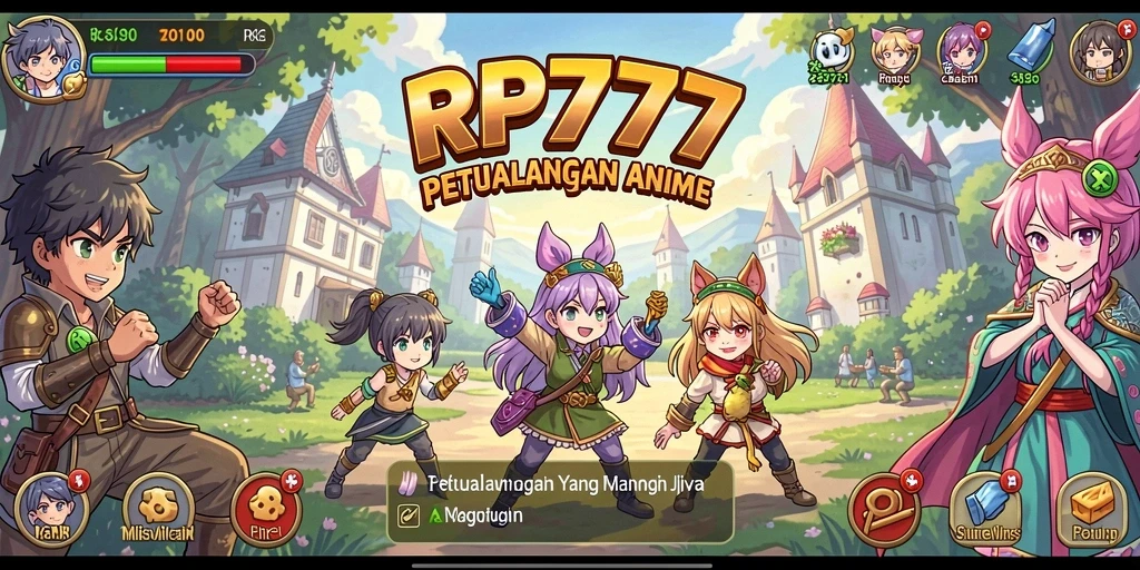 Screenshot RP777 menampilkan pertarungan intens dalam gaya anime yang menarik.