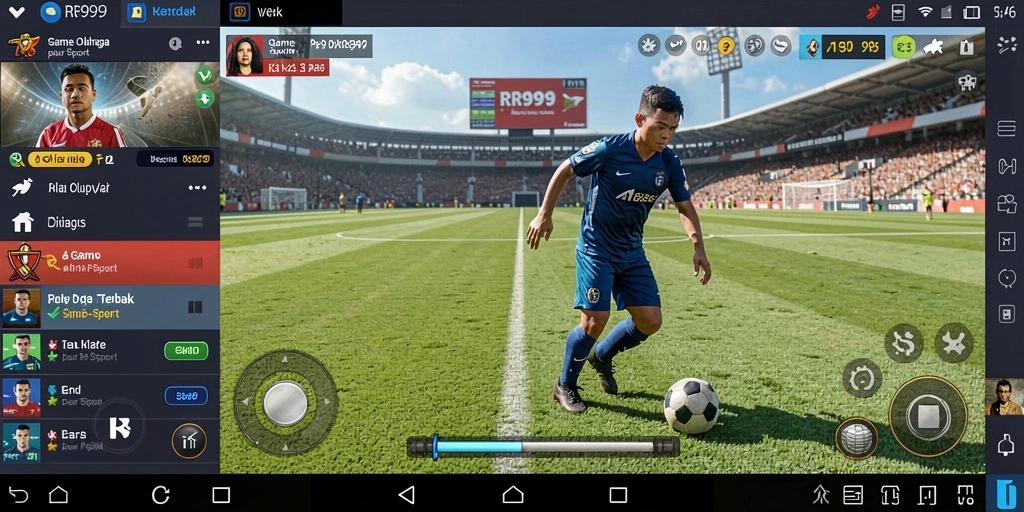 Tangkapan layar gameplay RR999 yang mendebarkan dalam pertandingan olahraga.