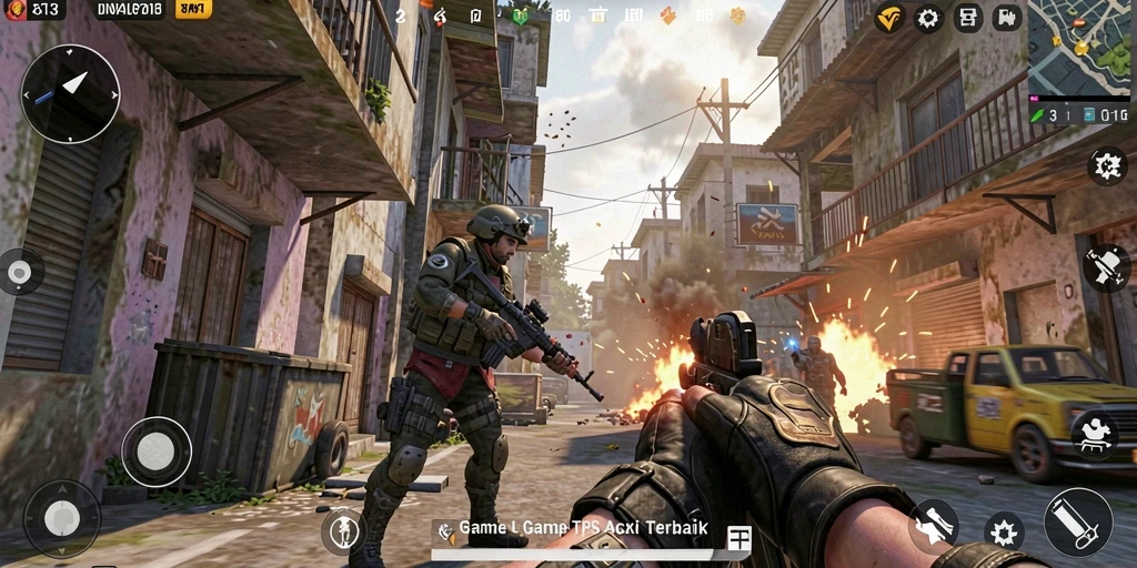 Screenshot S13 menunjukkan pertempuran TPS yang intens dan mendebarkan.