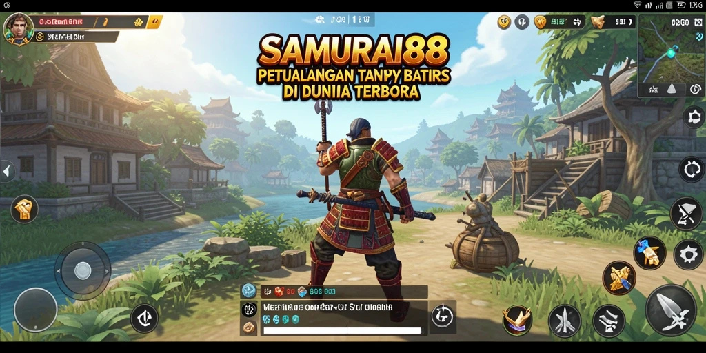 Screenshot gameplay SAMURAI88 menampilkan dunia terbuka yang luas.