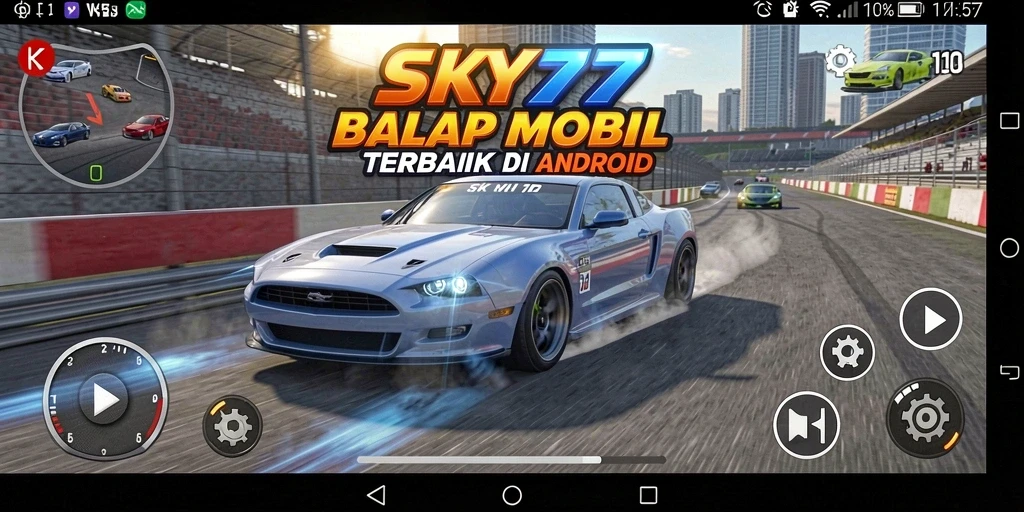 Tampilan gameplay balapan menegangkan di SKY77.