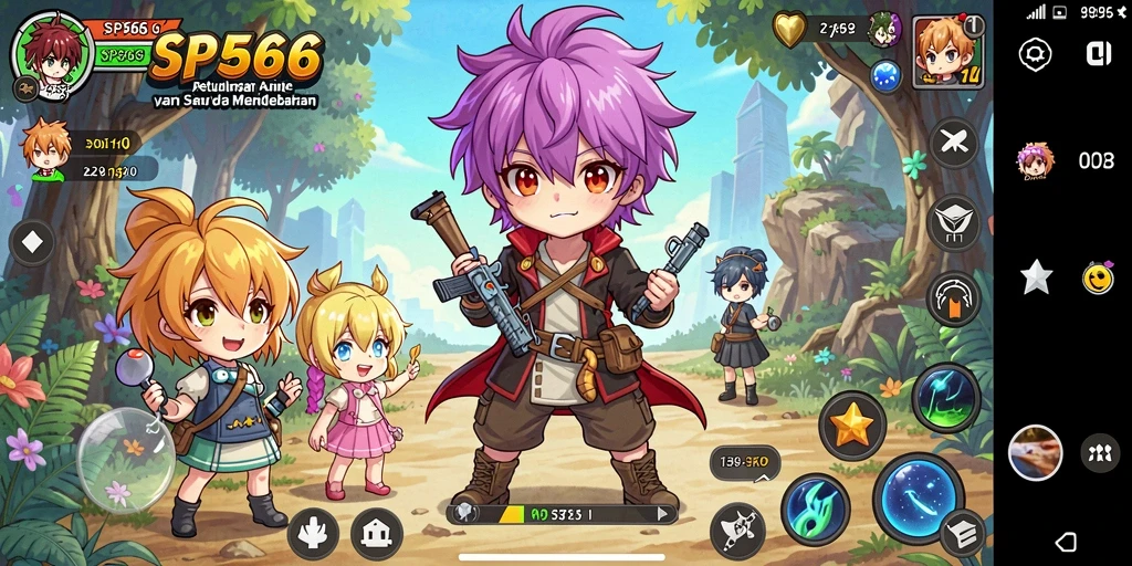 Screenshot gameplay SP666 menunjukkan aksi seru di dunia anime.