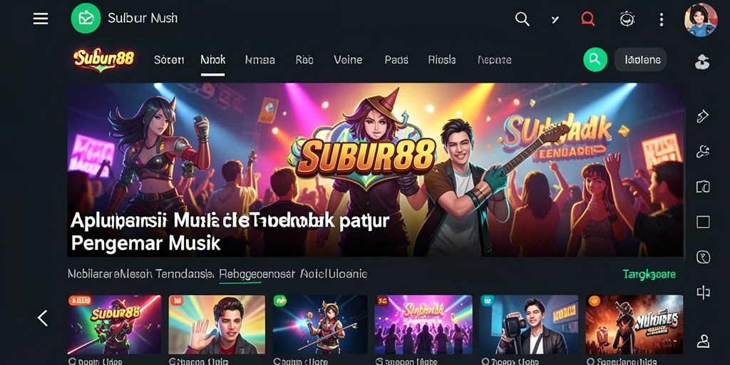 Tampilan gameplay SUBUR88 yang menampilkan antarmuka musik yang menarik.
