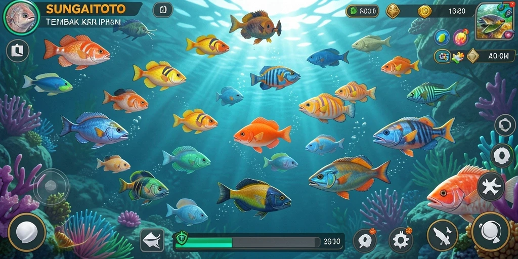 Screenshot SUNGAITOTO menunjukkan gameplay Tembak Ikan yang seru.