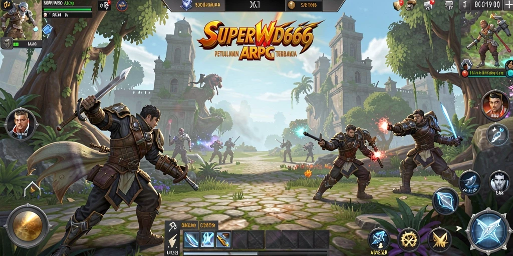 Tangkapan layar permainan ARPG SUPERWD666 memperlihatkan aksi pertempuran yang mendebarkan.