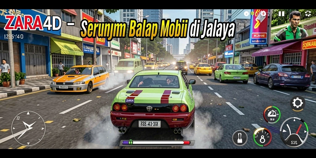 Screenshot gameplay ZARA4D dengan aksi balap seru